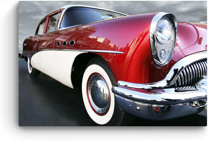 Startonight Bilder Das Retro-Auto Hängt, Leinwandbilder Moderne Kunst, Rot Wanddeko Kunstdrucke, Wan