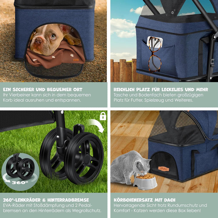 LOVPET® Hundewagen 2in1 Hundebuggy Hundebox Transporttasche Faltbar klappbar bis 20kg Haustiere Bugg