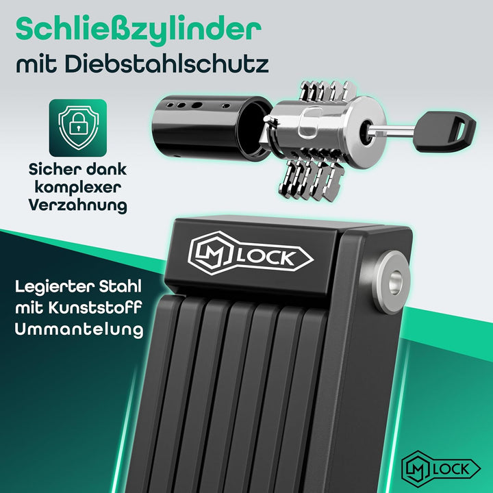 M-LOCK Fahrradschloss Faltschloss 115cm - hochwertiges Fahrrad Faltschloss - Diebstahlsicher - Leich
