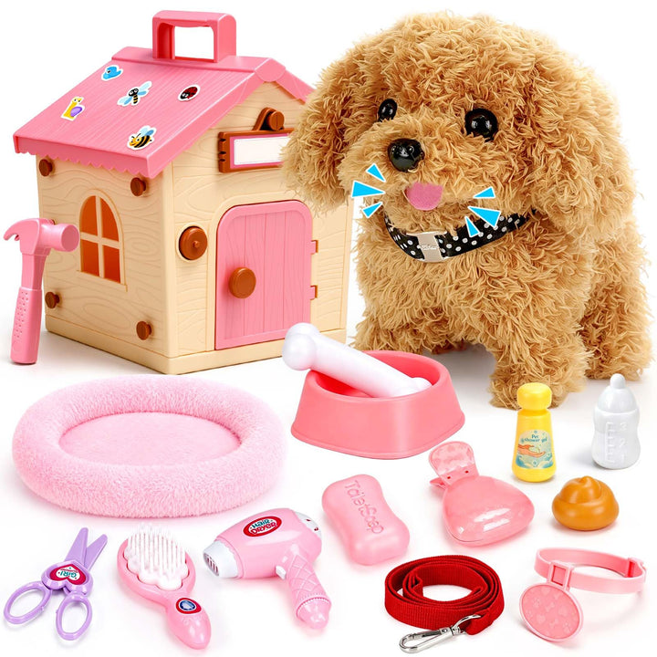 Dreamon Hund Spielzeug Kinder Spielzeug Hund Der Läuft Und Bellt Interaktiver Mit Hundehütte Pflege-