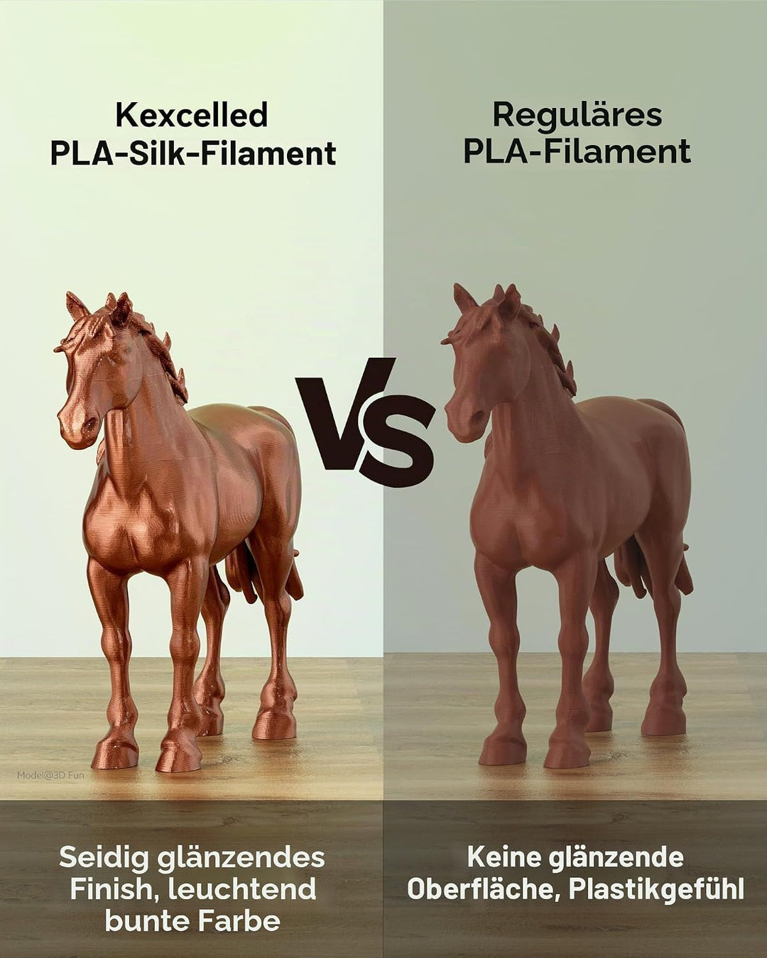 PLA Silk Filament 1,75mm, kexcelled Shiny Gloss 3D Drucker Filament, Massgenauigkeit +/- 0,03mm, 1kg