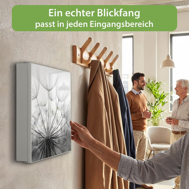 banjado Grosser Schlüsselkasten Metall - Schlüsselbox 30x30cm mit 32 Haken - Schlüsselkasten modern