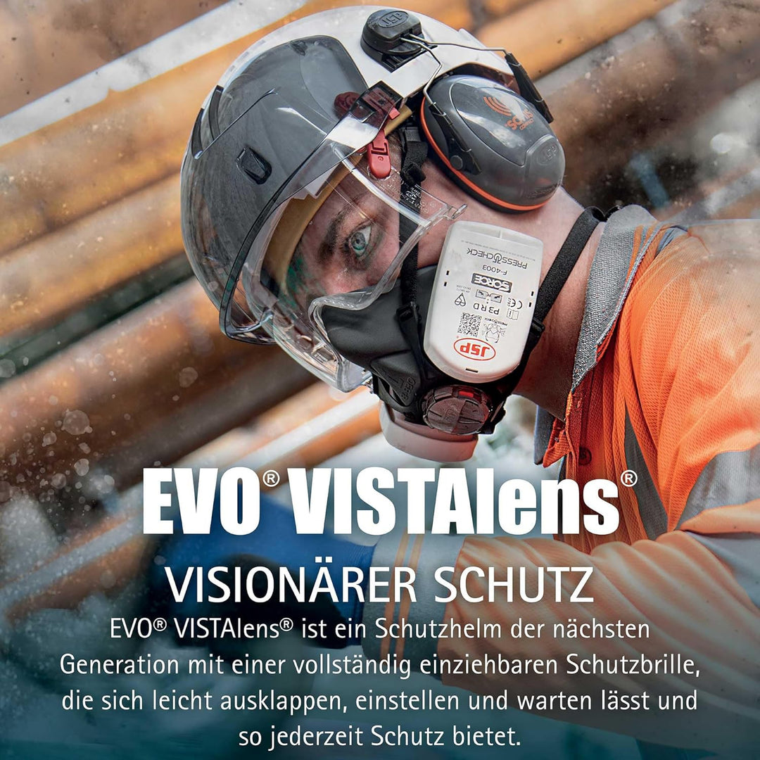 EVO® VISTAlens™ Safety Helmet with Integrated Safety Eyewear - White/Smoke (JSP AMB170-005-F00) One