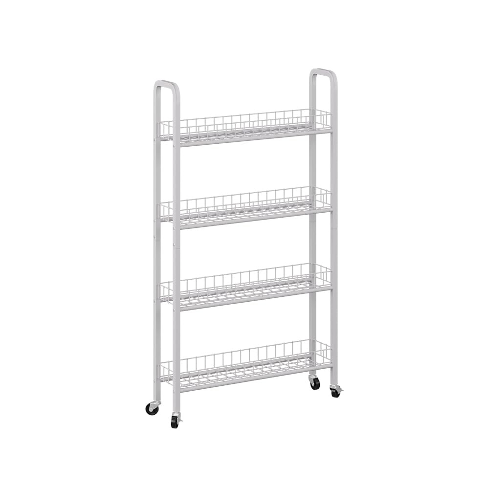 Vicco Rollregal Rolivo, Weiss, 58 x 15 cm mit 4 Fächern, auf Rollen flexibel positionierbar für schm