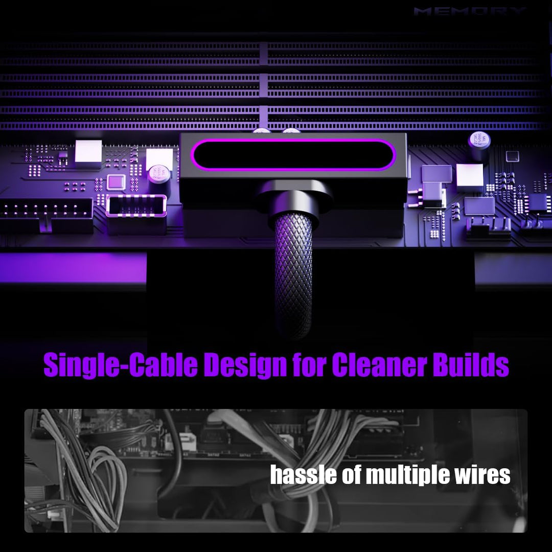 PSU 24Pin Verlängerungskabel,5V 3Pin ARGB SYNC für PC Stromversorgungskabel,18AWG 24Pin ATX für Kabe