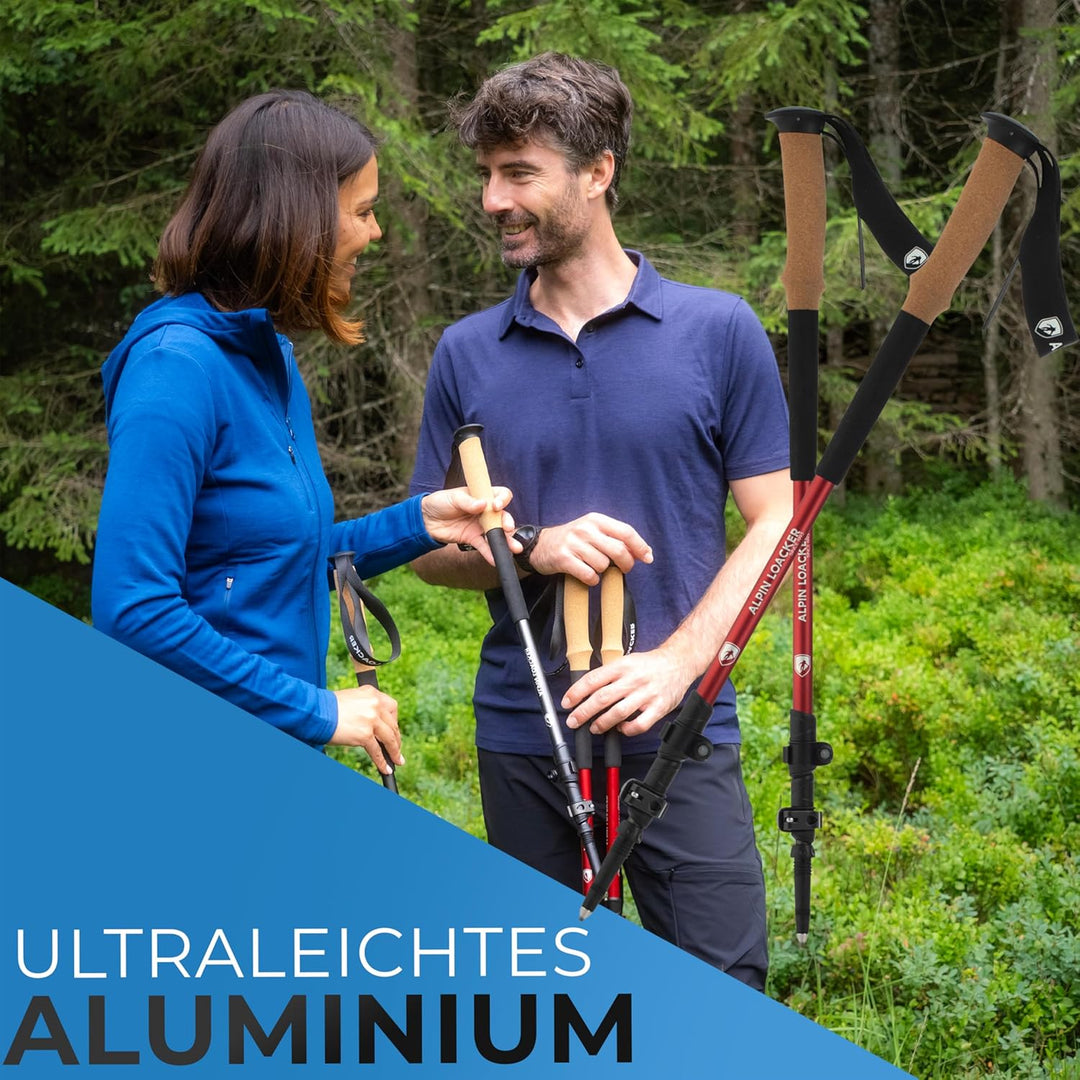 ALPIN LOACKER Teleskop Wanderstöcke Aluminium und Carbon mit Korkgriff I Leichte Nordic Walking Stöc