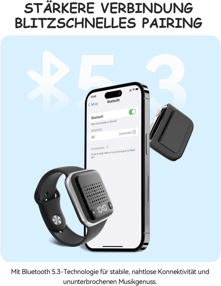 OHLPRO Wearable Bluetooth Lautsprecher Klein, Tragbarer Armband&Magnet Clip-On Wireless Speaker Mini