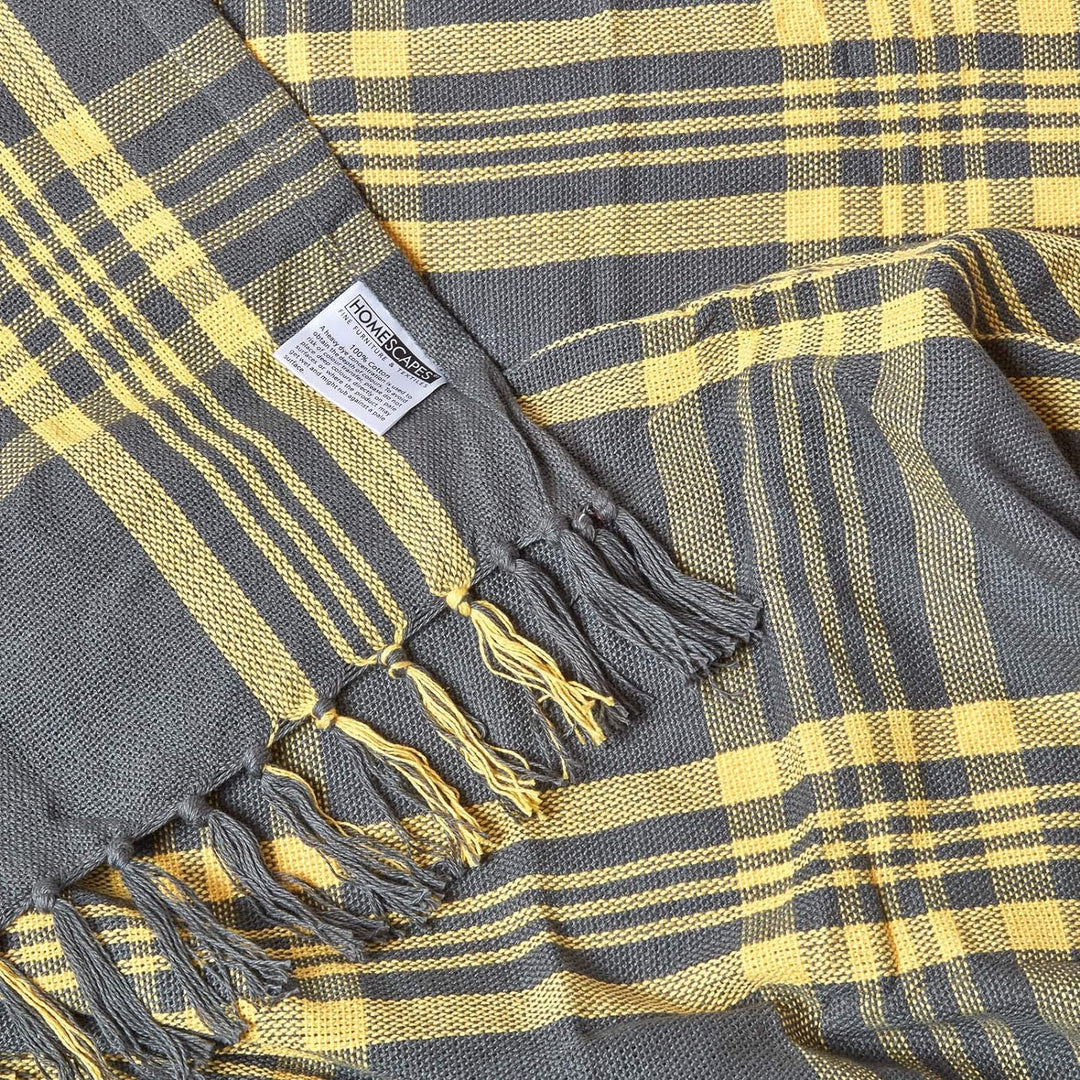 Homescapes Tagesdecke mit Tartan-Muster, Sofa- und Sessel-Überwurf 150 x 200 cm mit Fransen, weiche