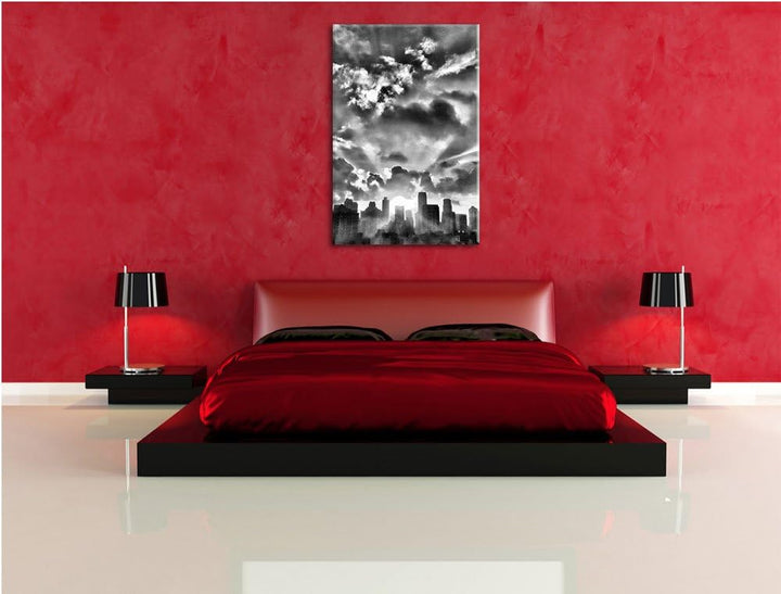 Pixxprint Chicago Skyline im Sonnenaufgang als Leinwandbild/Grösse: 100x70 / Wandbild/Kunstdruck/fer