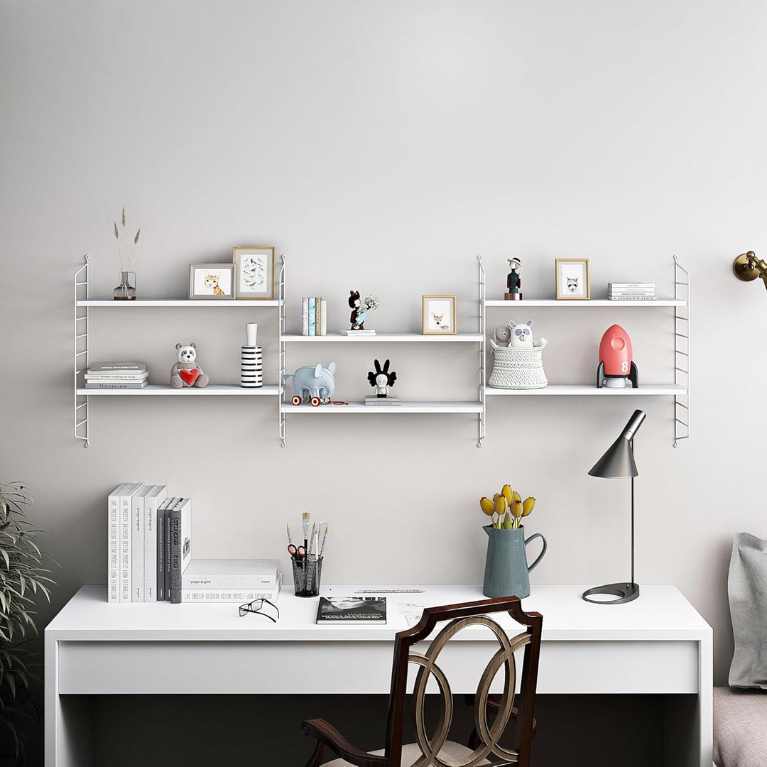 [en.casa] Modulares Wandregal Strängnäs 3er Set Metallregal Weiss Hängeregal mit 3 Regalböden Badreg