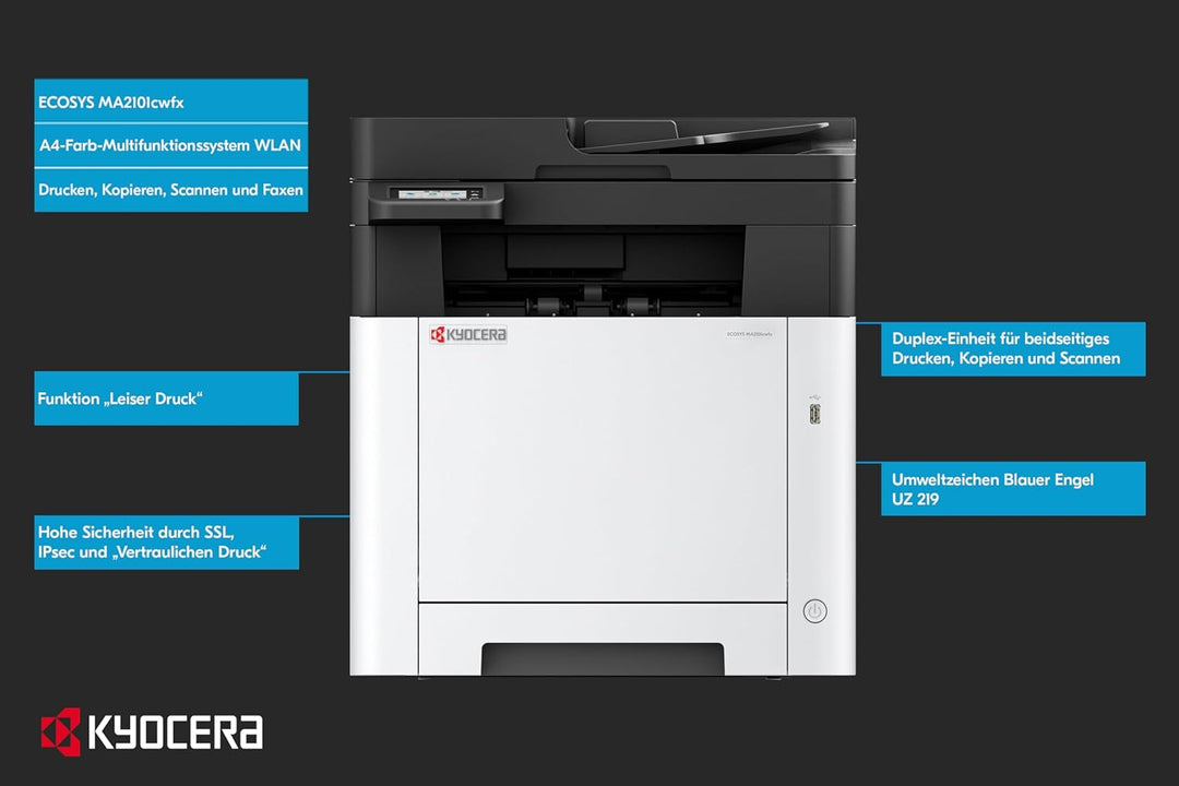 Kyocera Ecosys MA2101cwfx Farblaserdrucker Multifunktionsgerät WLAN. Drucker Scanner Kopierer, Faxge