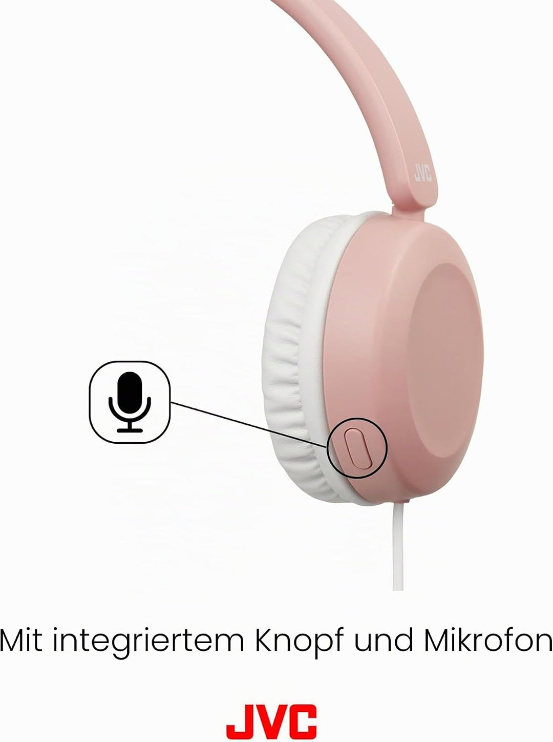 JVC HA-S31M-P - Kabelgebundener On-Ear Kopfhörer mit Mikrofon und 1-Tasten Bedienung, 30 mm Treiber,