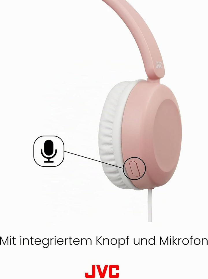 JVC HA-S31M-P - Kabelgebundener On-Ear Kopfhörer mit Mikrofon und 1-Tasten Bedienung, 30 mm Treiber,