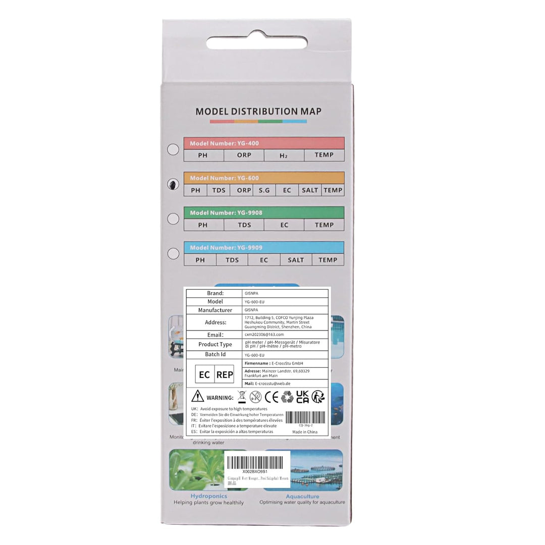 PH Messgerät Wasser， 7in1 Wassertester - pH, TDS, ORP, Salz, Temp - Ph Wert Messgerät Mit Atc & Lcd