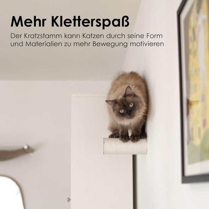 LucyBalu® Jumper LITE Katzen Kratzstamm &amp; Kletterstufe für die Wand | Katzentreppe aus Papierseil fü