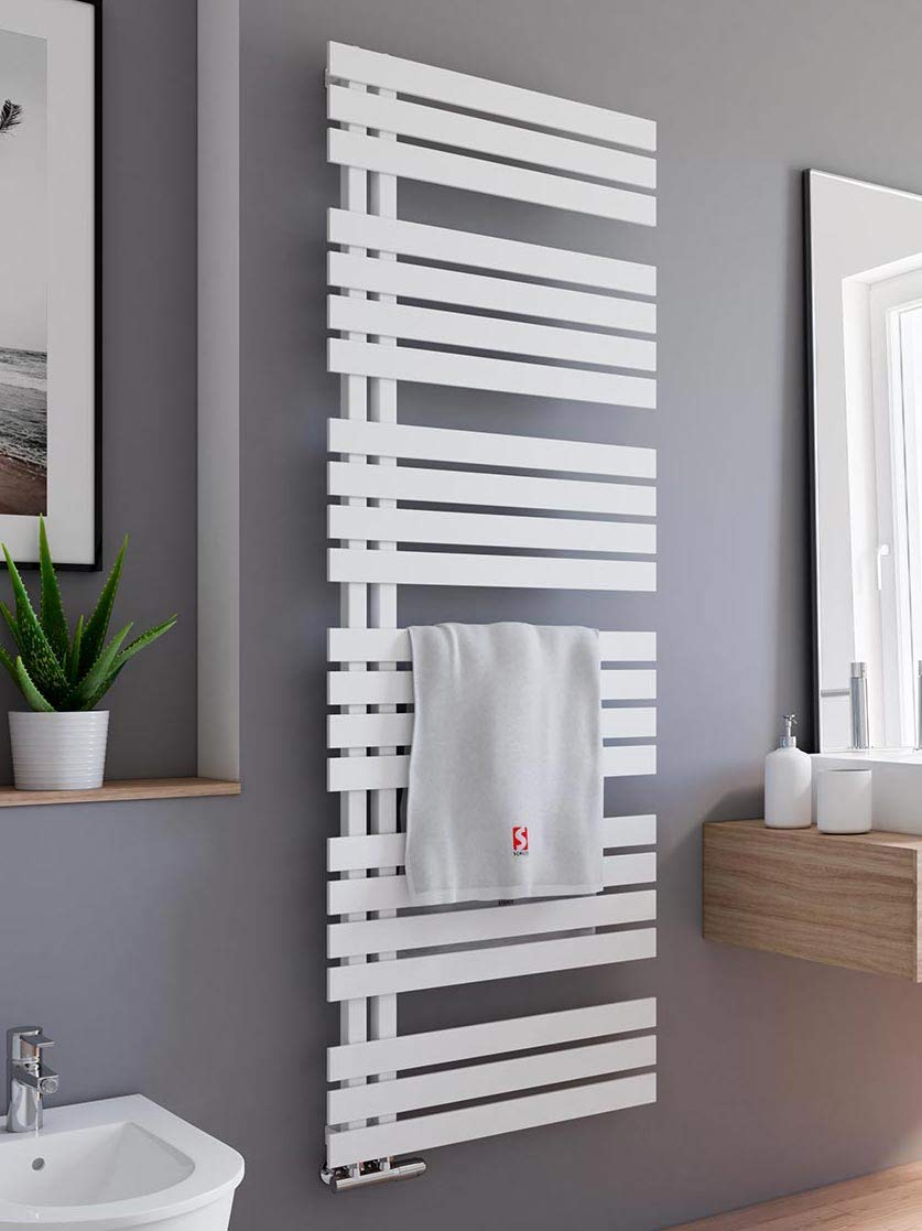 Schulte H02416960 04 Badheizkörper Breda, 169 x 60 cm, 838 Watt Leistung, Anschluss unten, alpinweis