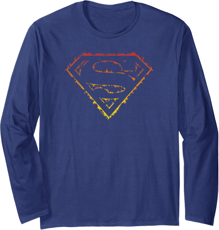 Superman Flame Outlined Logo Langarmshirt