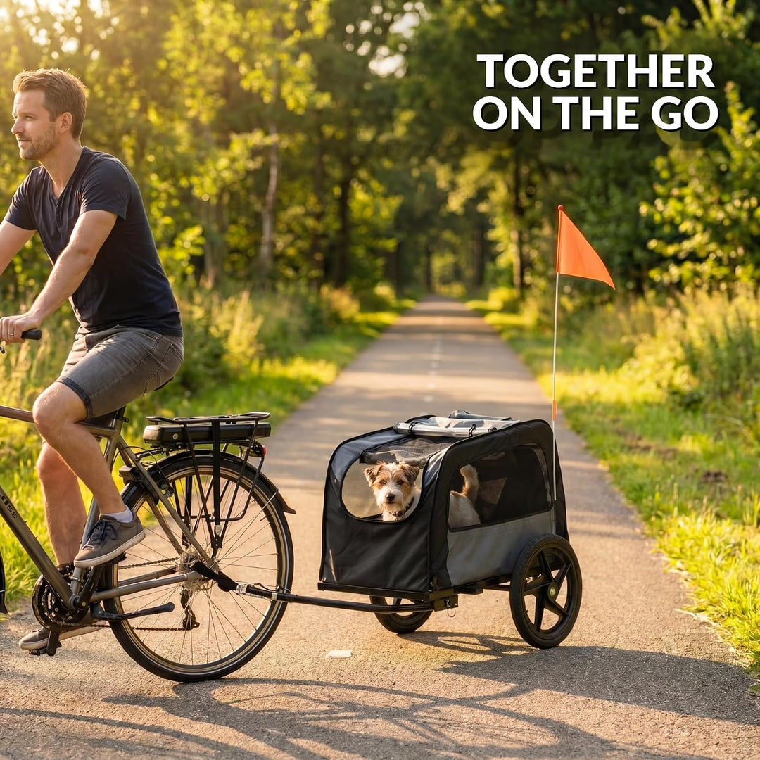 Fahrradanhänger für Hunde, 2-in-1, faltbar, mit Buggy-Funktion, Bollerwagen für kleine Hunde, Belüft