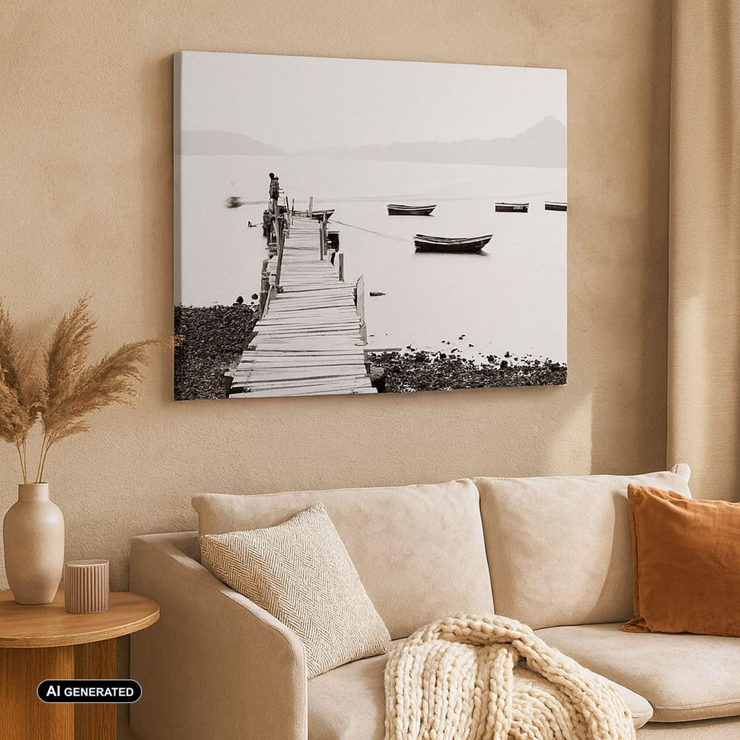 Bilder auf Leinwand Fussgängerbrücke See hongkong Leinwandbild 70x50cm Wandbilder Dekoration Wohnzim