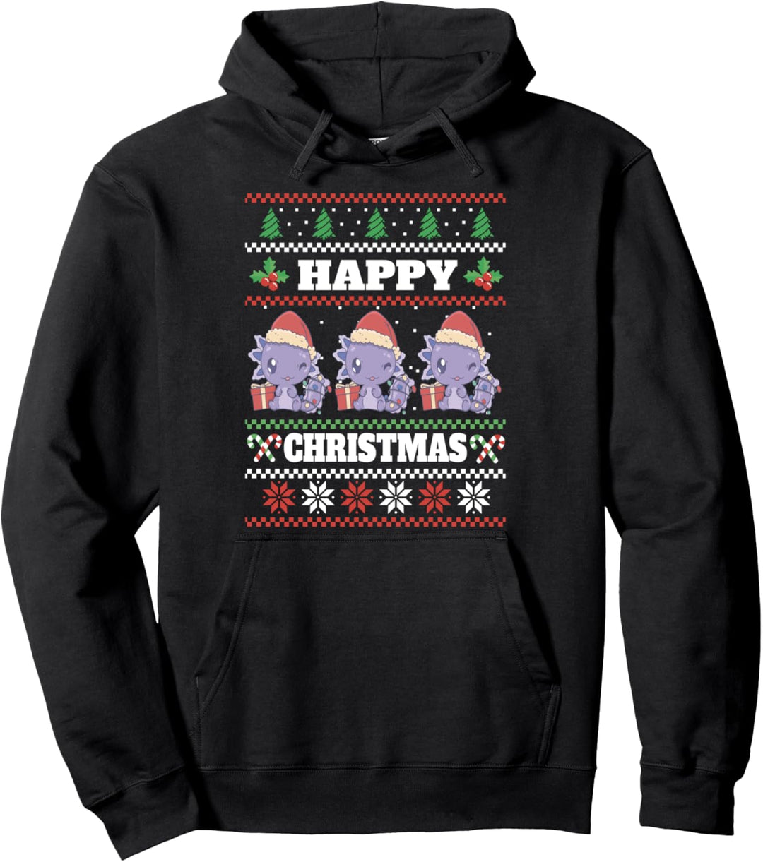Weihnachts-Schlafanzug von Axolotl mit Weihnachtslichtern Pullover Hoodie