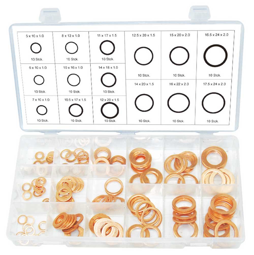 Kupfer Unterlegscheiben Dichtung Dichtring aussen ø 10-24 mm innen-ø 5-17,5 mm 150-tlg. (im Aufbewah