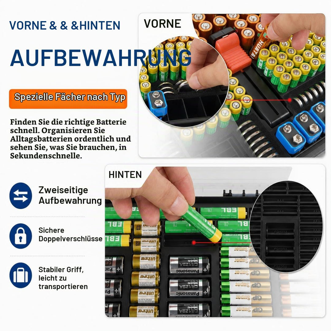 Batterie Aufbewahrungs Organizer mit doppelseitiger Batteriebehälter für 269 Stück AA AAA AAAA 3A 4A