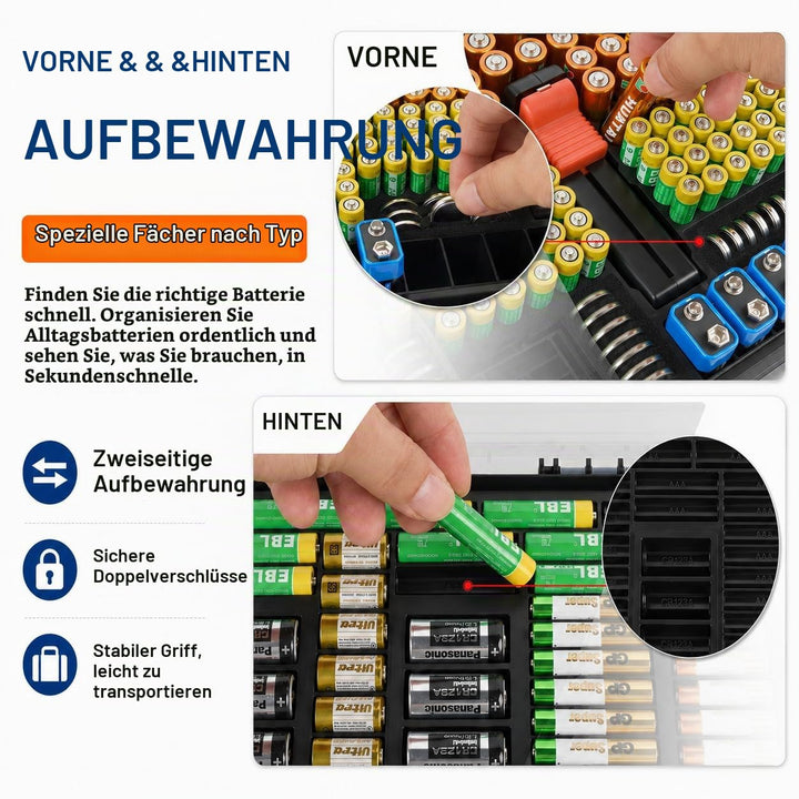 Batterie Aufbewahrungs Organizer mit doppelseitiger Batteriebehälter für 269 Stück AA AAA AAAA 3A 4A