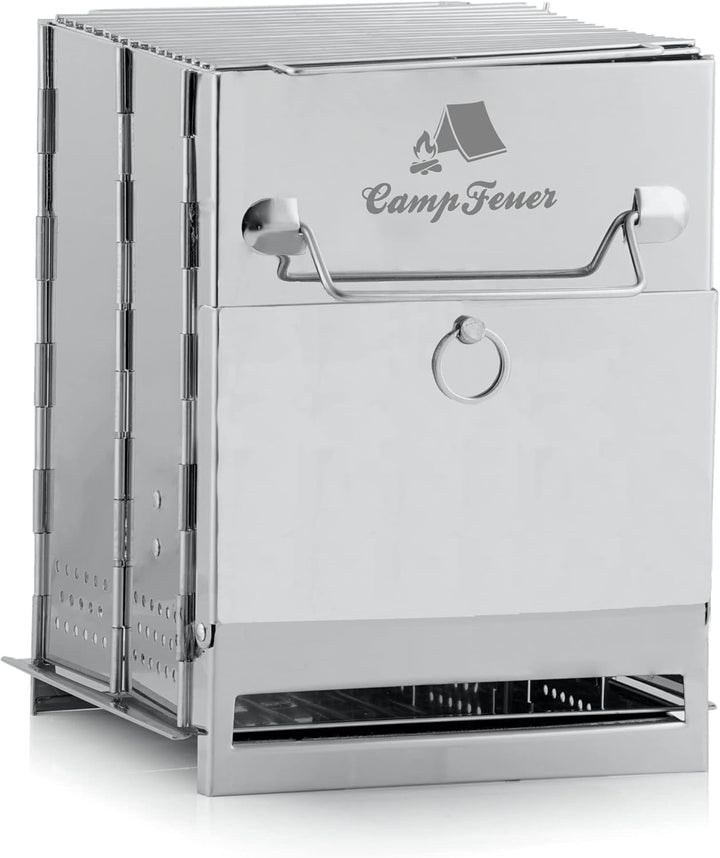 CampFeuer Edelstahl Faltgrill | 22 x 20,5 x 27 cm | Klappgrill | Campinggrill für Hiking und Outdoor