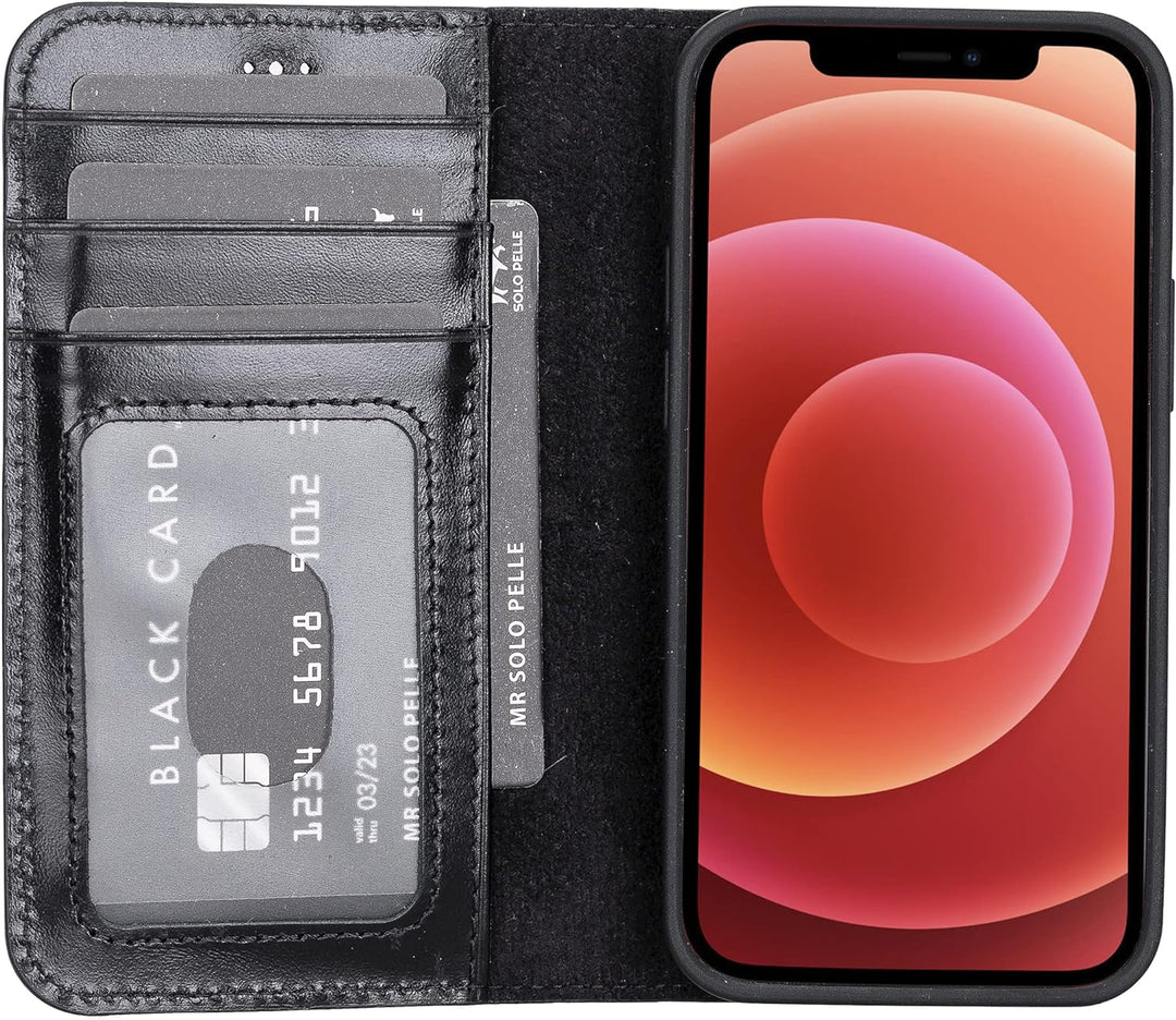 Solo Pelle Lederhülle kompatibel für iPhone 13 Mini in 5.4 Zoll abnehmbare Hülle (2in1) inkl. Karten
