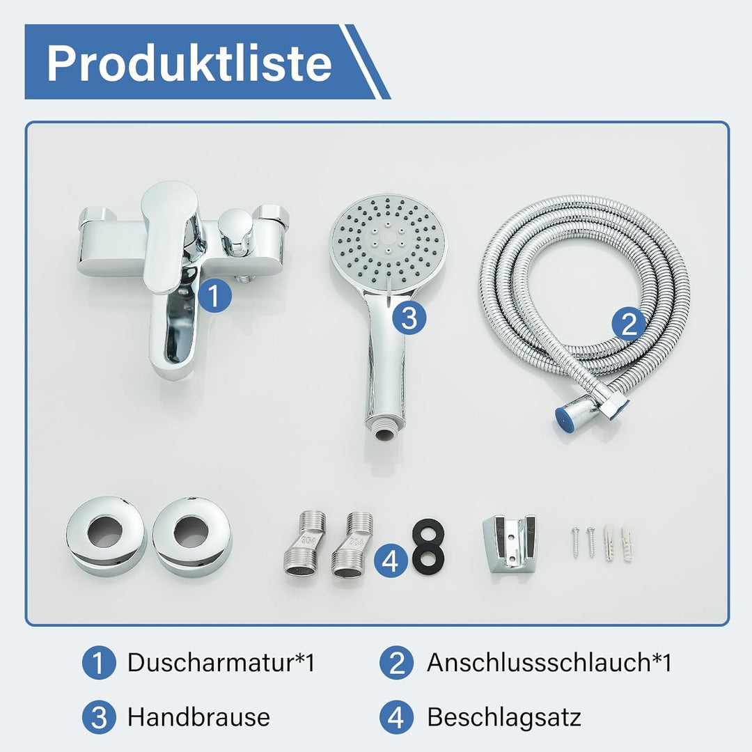 Badewannenarmatur mit Handbrause Mischbatterie Badewanne Wannenarmatur mit Brause Duschkopf 3 Funkti