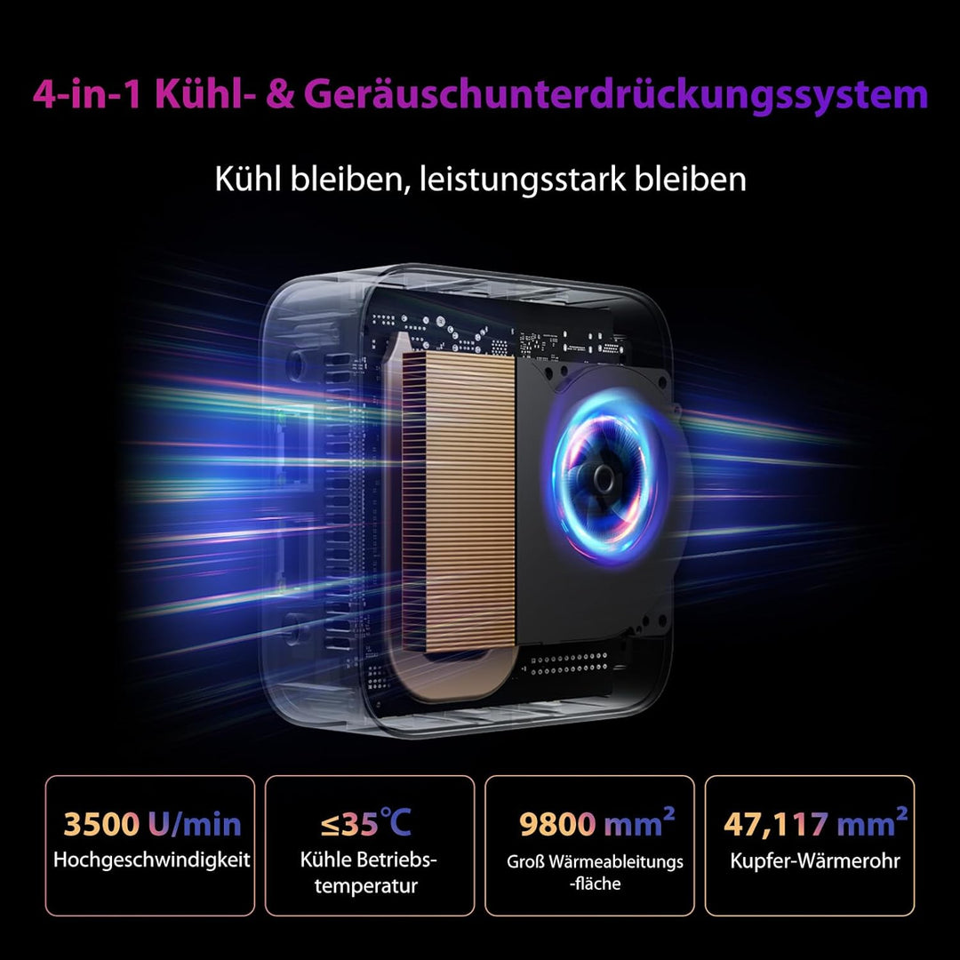 Blackview MP80 Mini PC Intel N97 CPU (bis zu 3,6 GHz) 16GB LPDDR5 RAM 512GB M.2 SSD, Mini Computer W