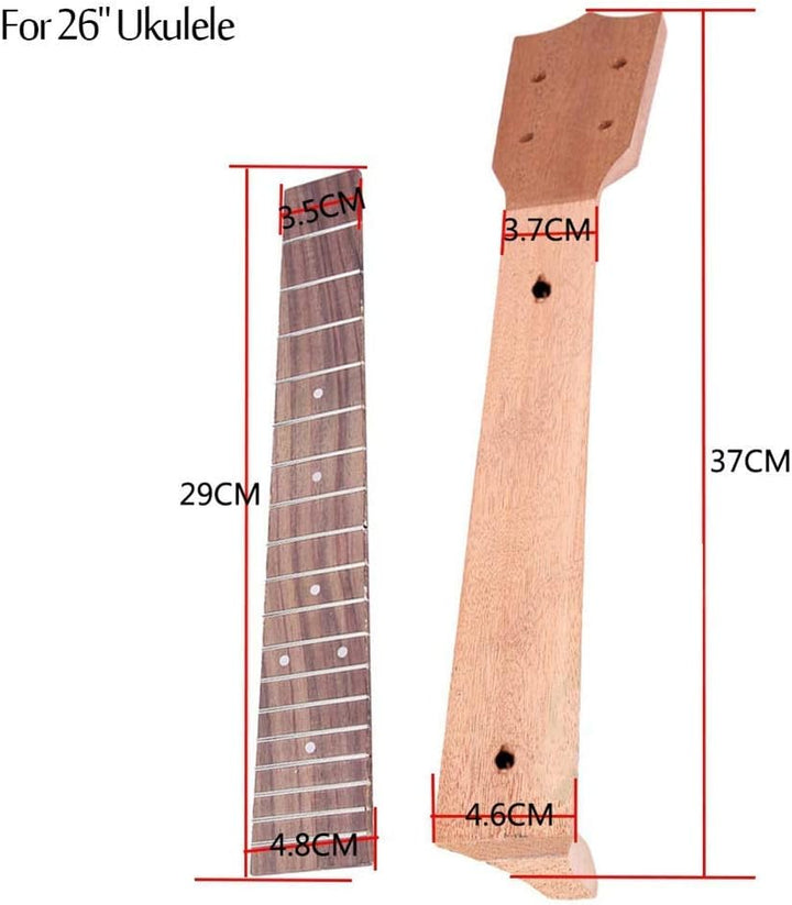 zalati Ukulele Hals + Griffbrett Palisander für Musikwerkzeuge - 66 cm 26 Zoll rose gold, 26 Zoll ro