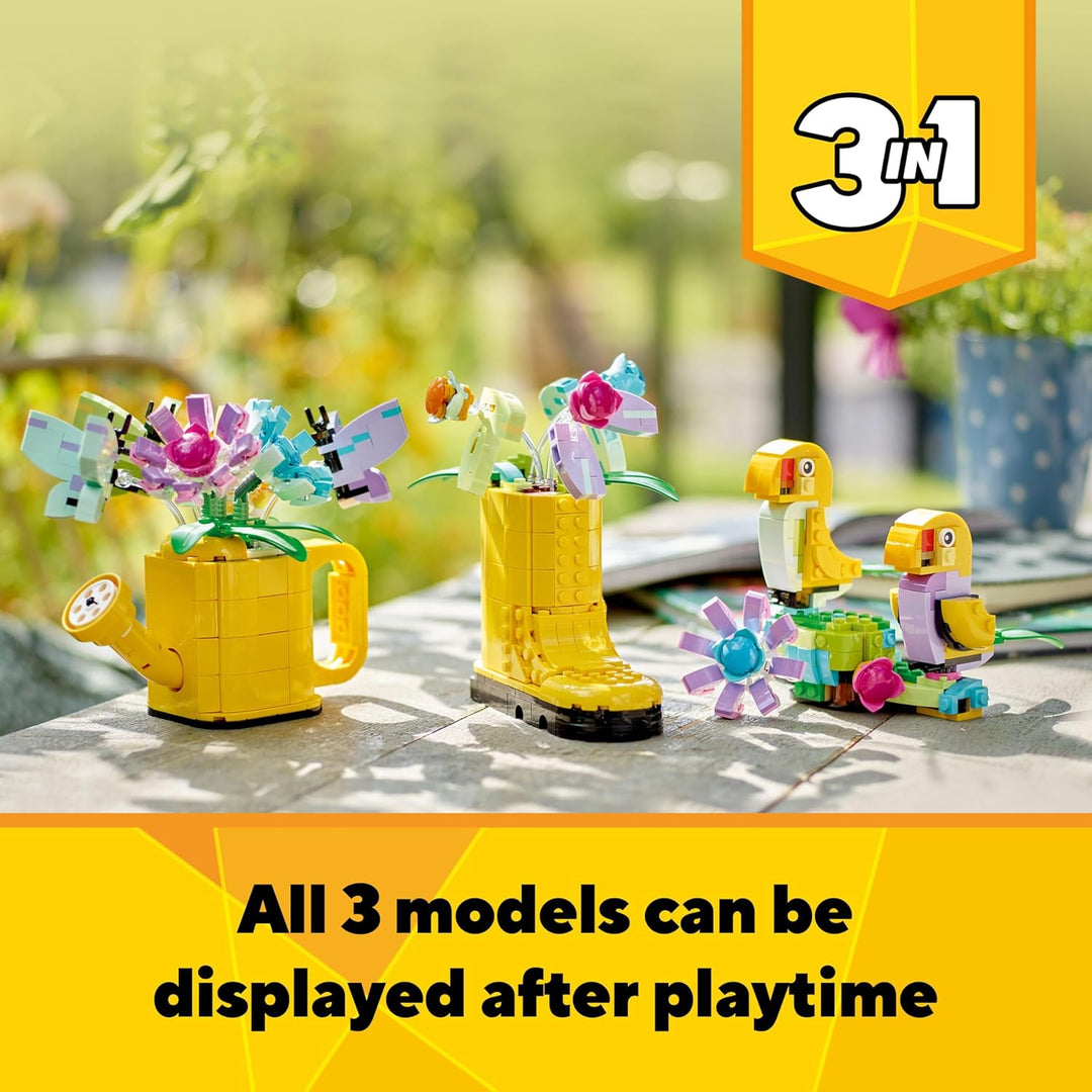 LEGO Creator 3in1 Giesskanne mit Blumen Set, Kinderzimmer-Deko, Baue eine Giesskanne & 40747 Creator