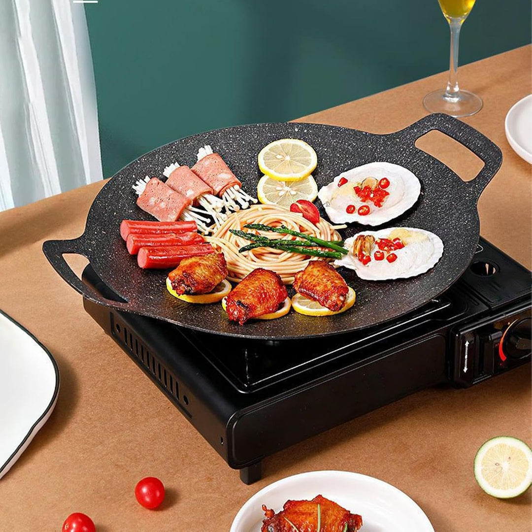 Generisch Grillpfanne für Innenkoch, koreanischer Grillgrill - Gusseisen rund Grill Ritterpfanne - T