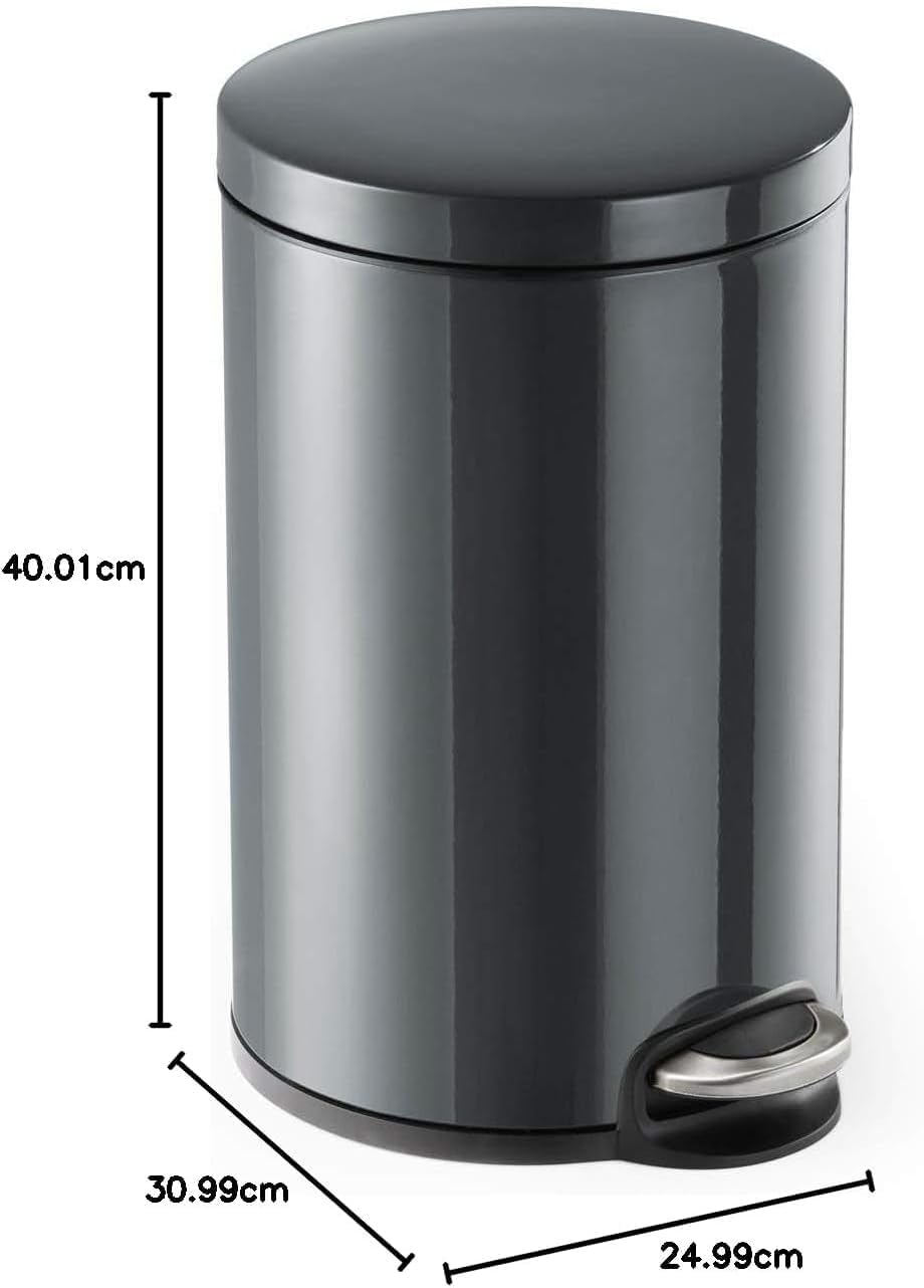 Durable Treteimer Metall rund 12, mit Absenkautomatik und herausnehmbaren Inneneimer 12 L, 1 Stück,