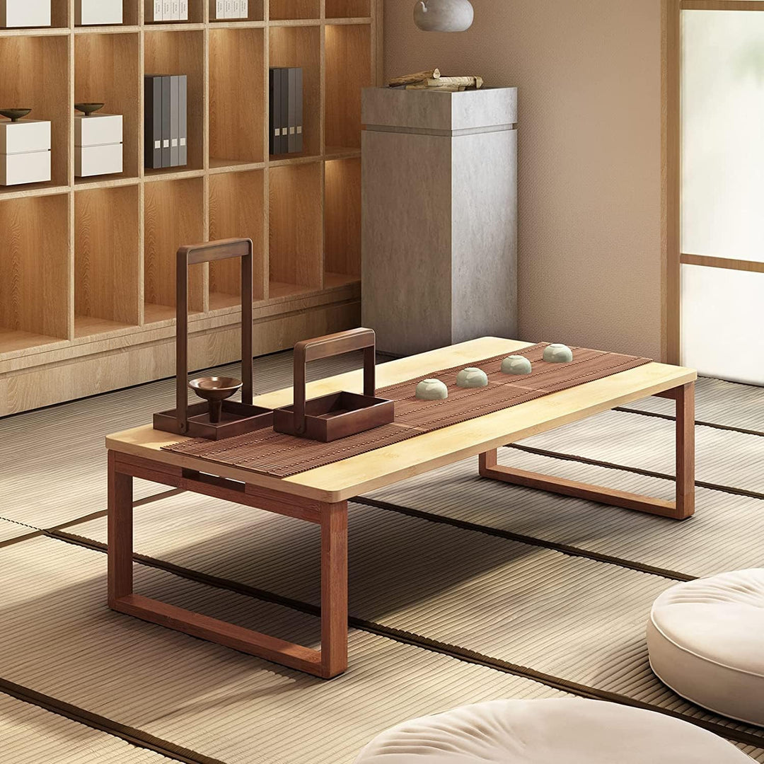 SogesHome Bambus Beistelltisch Couchtisch Kaffeetisch Klappbarer Niedriger Zen Teetisch Bodentisch T