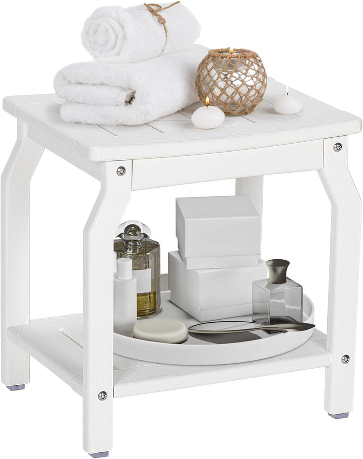 NALONE Beistelltisch Duschhocker, HDPE Badhocker modern Design 2-Tier badezimmerhocker mit rutschfes