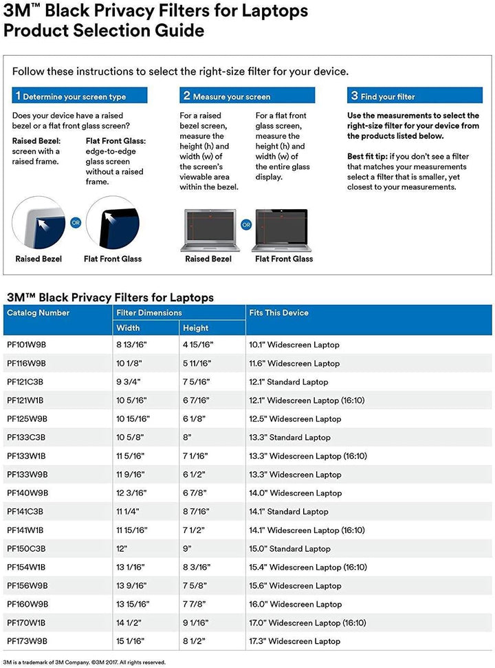 3M PF15.6W Blickschutzfilter Standard für Notebooks 39,6 cm Weit, Aluminium, (entspricht 15,6"Weit)