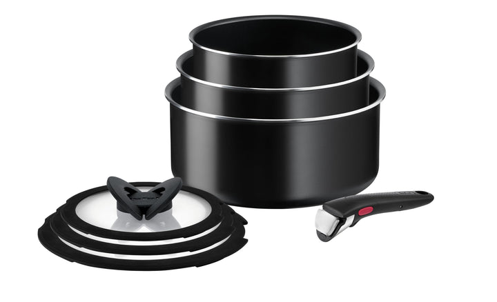 Tefal Ingenio Easy ON Try-Me Pfannenset, 7-teilig, stapelbar, abnehmbarer Griff, platzsparend, antih