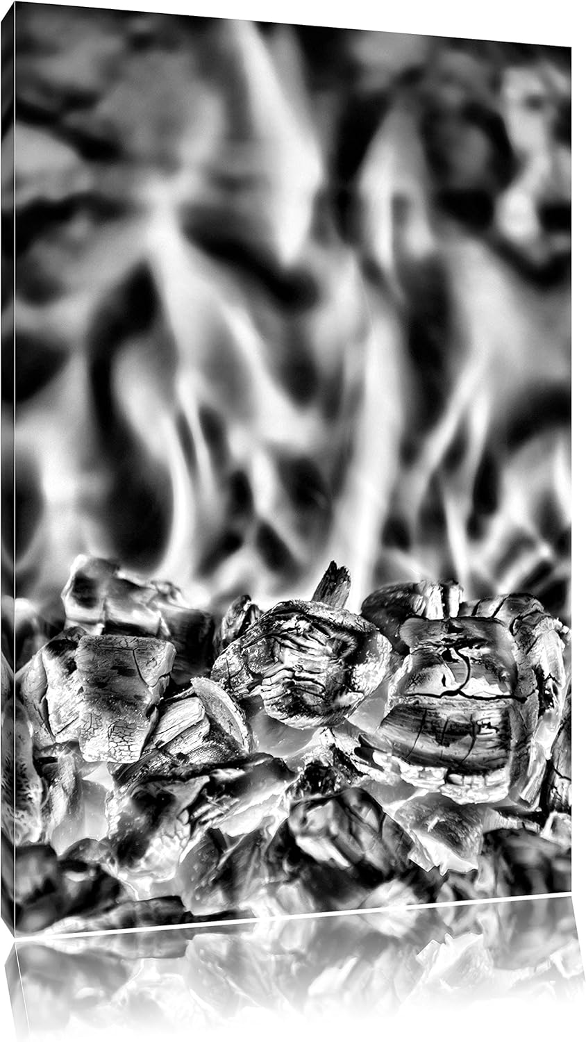 Pixxprint Loderndes Feuer / 100x70cm Leinwandbild bespannt auf Holzrahmen/Wandbild Kunstdruck Dekora