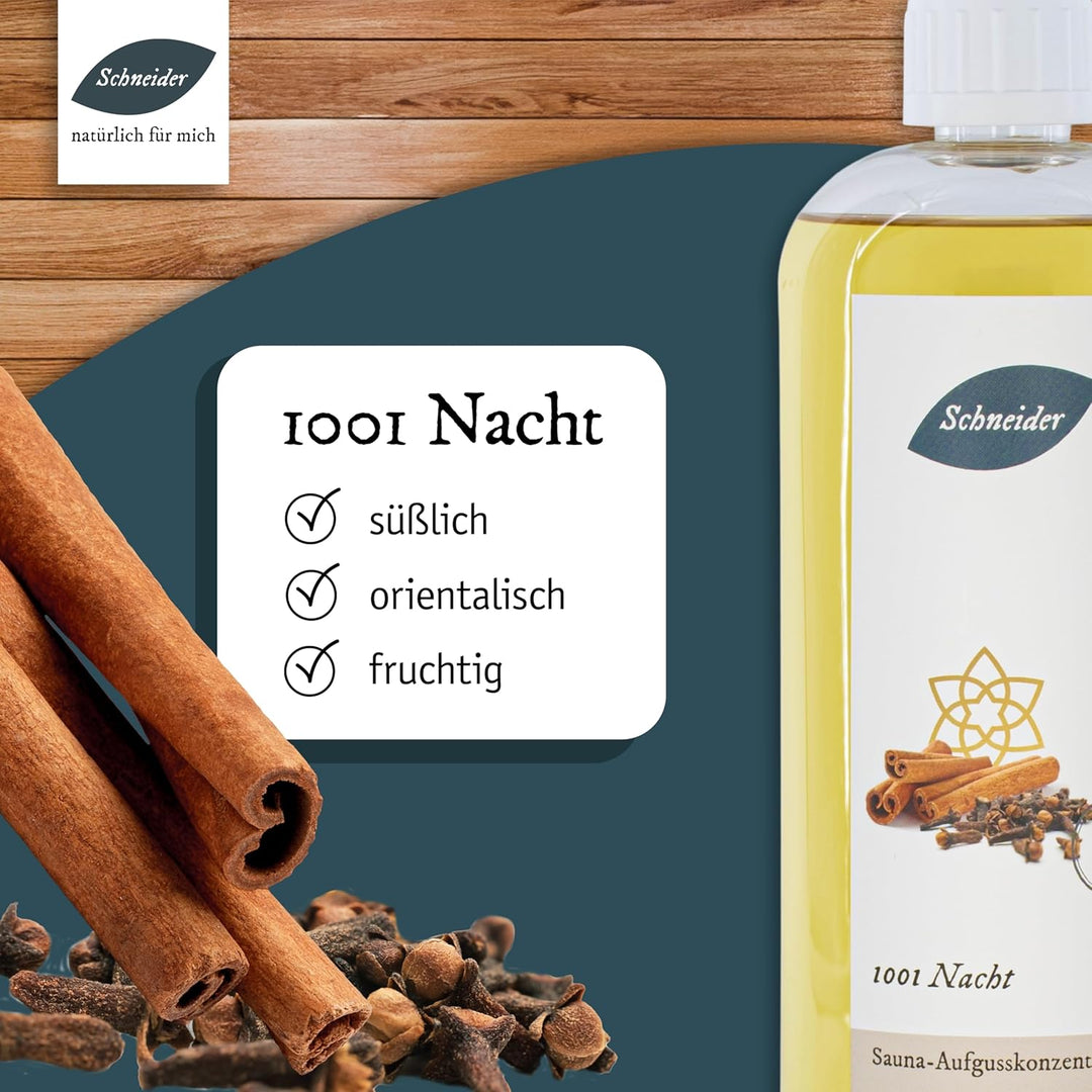 Saunabedarf Schneider - Aufgusskonzentrat 1001 Nacht - süsslich-orientalischer Saunaaufguss - 250ml