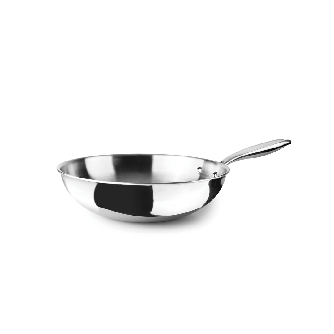 IBILI Triply Natural Wok 30 cm, Edelstahl, induktionsgeeignet, ohne Antihaftbeschichtung