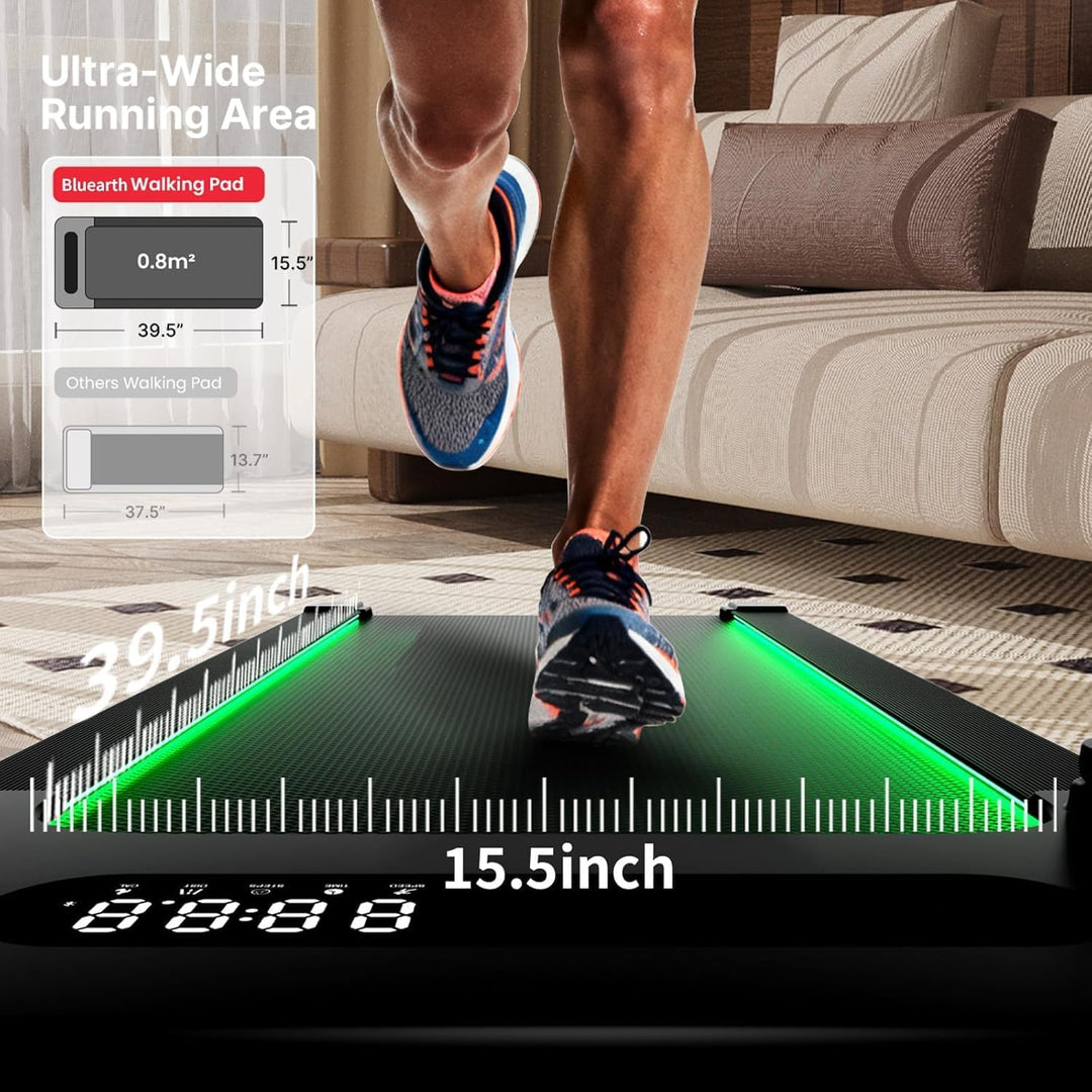 Bluearth Walking Pad mit 10% Automatische Steigung, Max 150KG, 2.5PS Leiser Motor, Laufband Schreibt