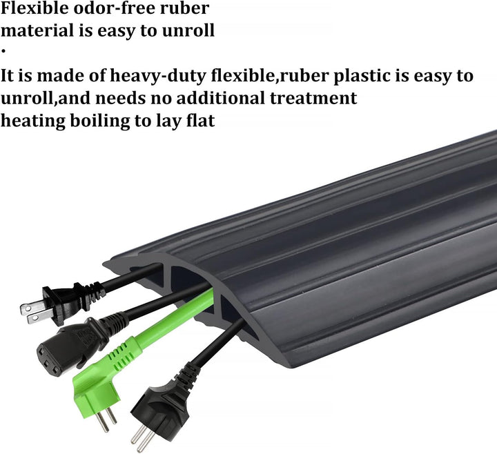 CPROSP Boden Kabelbrücke Schwarz, 200 cm x 6,4 cm, 3 Kanäle, Boden Kabelabdeckung aus Gummi, mit 500