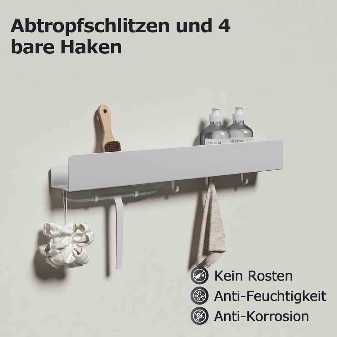 REKITA Duschablage ohne Bohren, Badezimmer Organizer 50 cm, Duschablage Edelstahl mit 5 Abnehmbaren