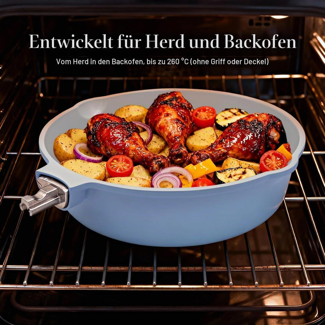 AIKENBBKK keramik pfanne 20 cm, Antihaft Keramikbeschichtung Bratpfanne 20 cm mit Abnehmbarer Griff,