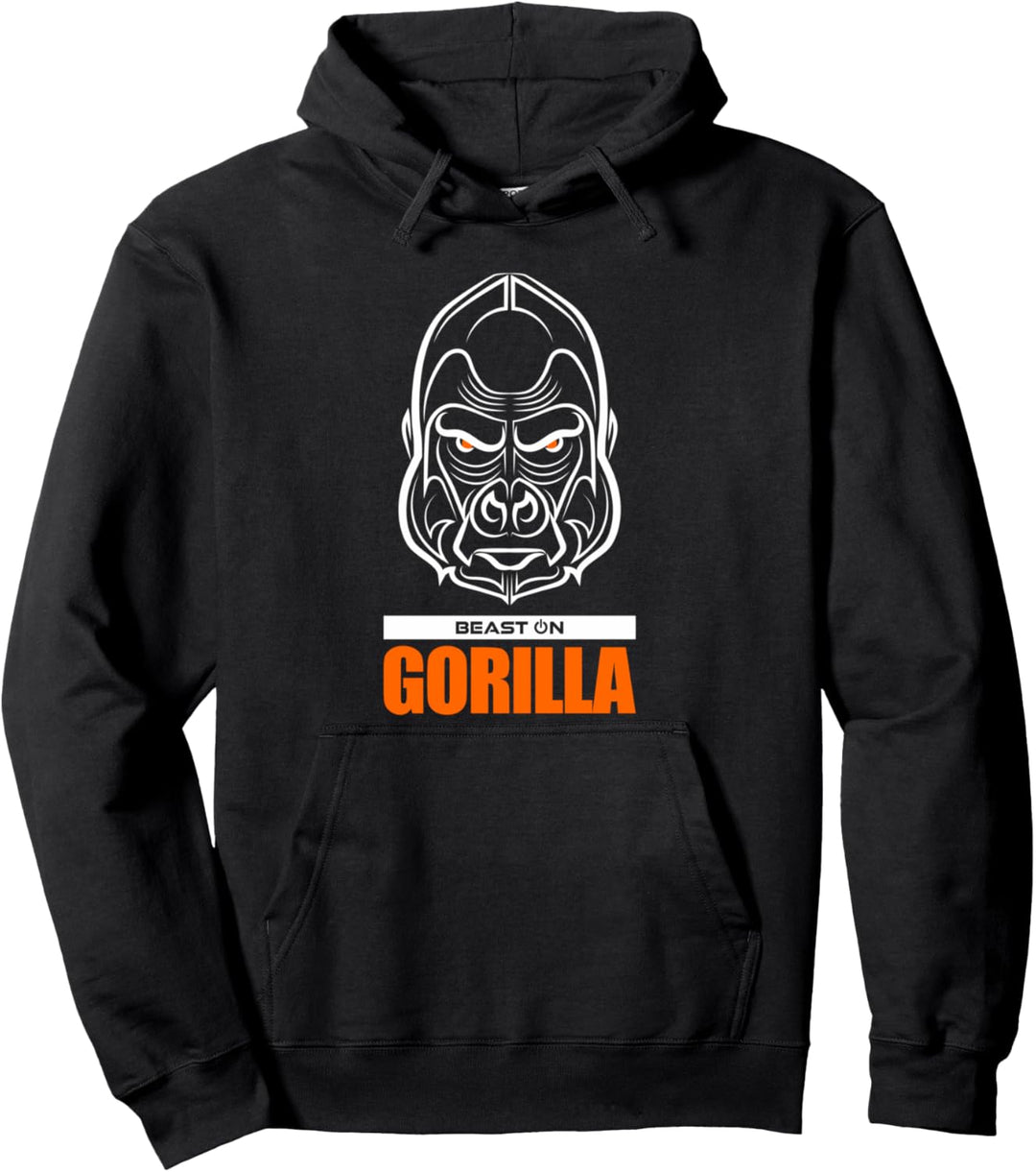 Gorilla Kopf Orange Gym Workout Fitness Training Gains Pullover Hoodie