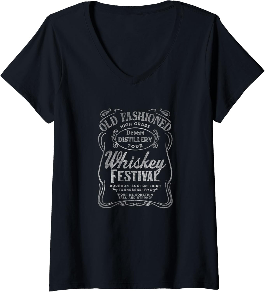 Damen Old Fashioned Whiskey Festival Desert Distillery Tour T-Shirt mit V-Ausschnitt