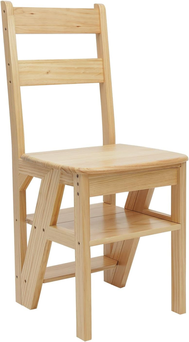 Leiterstuhl, 34x44,5x87 cm Klappbarer Bibliotheksleiter, Klappbarer Bibliotheksstuhl, Klappbarer 4-s