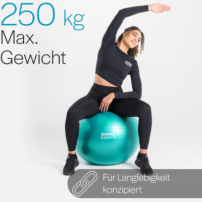 Core Balance, berstsicherer Gymnastikball - für Fitness Yoga Schwangerschaft - 55cm 65cm 75cm 85cm -